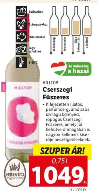 Lidl Hilltop cserszegi fűszeres 0,75 l ajánlat