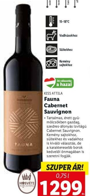 Lidl Kiss Attila fauna cabernet sauvignon 0,75 l ajánlat