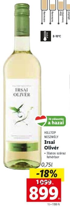 Lidl Hilltop Neszmély irsai olivér 0,75 l ajánlat