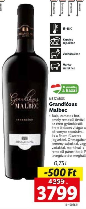 Lidl Mészáros grandiózus malbec 0,75 l ajánlat
