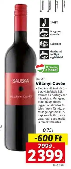 Lidl Sauska villányi cuvée 0,75 l ajánlat