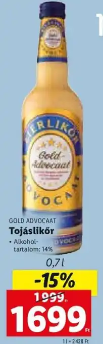 Lidl Gold Advocaat tojáslikőr 0,7 l ajánlat