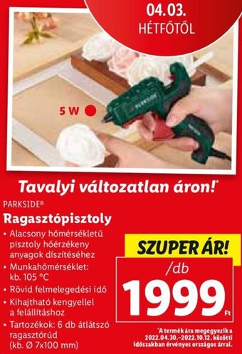 Lidl Parkside ragasztópisztoly 1 db ajánlat