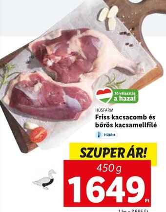 Húsfarm friss kacsacomb és bőrös kacsamellfilé 450 g