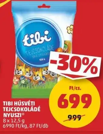 PENNY Tibi húsvéti tejcsokoládé nyuszi 8 x 12,5 g ajánlat