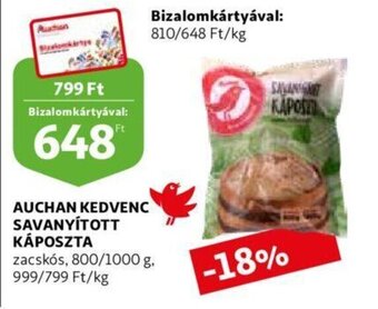 Auchan Auchan Kedvenc savanyított káposzta 800 / 1000 g ajánlat