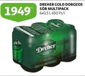 Auchan Dreher Gold dobozos sör multipack 6 x 0,5 l ajánlat