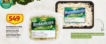 Auchan Bio brokkolicsíra 50 g / Bio retekcsíra 60 g / mungóbabcsíra 200 g ajánlat