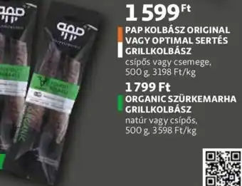Auchan Organic szürkemarha grillkolbász 500 g ajánlat