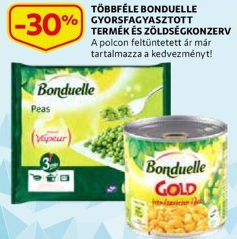 Auchan Többféle Bonduelle gyorsfagyasztott termék és zöldségkonzerv ajánlat