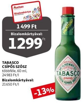 Auchan Tabasco csípős szósz 60 ml ajánlat
