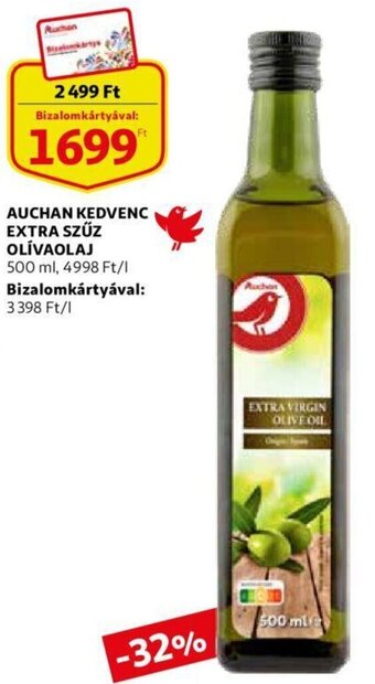 Auchan Auchan kedvenc extra szűz olívaolaj 500 ml ajánlat