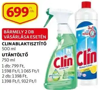 Auchan Clin ablaktisztító 500 ml / utántöltő 750 ml ajánlat