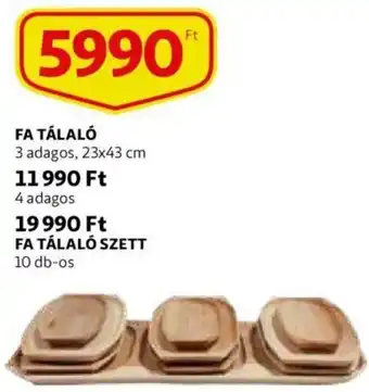 Fa tálaló 3 adagos