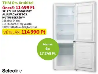Auchan Selecline 600081547 alulfagyasztós hűtőszekrény 1 db ajánlat