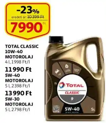 Auchan Total classic 10w-40 motorolaj 4 l ajánlat