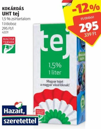 ALDI Kokárdás uht tej 1 l ajánlat