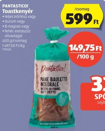 Pantastico! toastkenyér 400 g