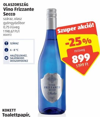 ALDI Olaszország vino frizzante secco 0,75 l ajánlat