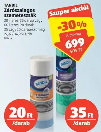 ALDI Tandil zárószalagos szemeteszsák 20 db ajánlat