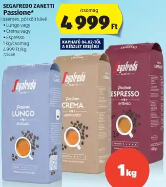 ALDI Segafredo zanetti passione 1 kg ajánlat