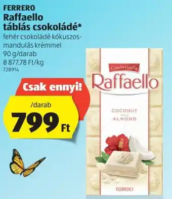 ALDI Ferrero raffaello táblás csokoládé 90 g ajánlat