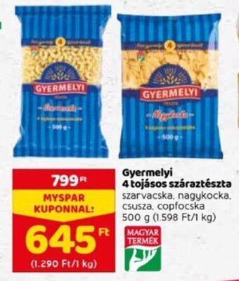 Spar Gyermelyi 4 tojásos száraztészta 500 g ajánlat