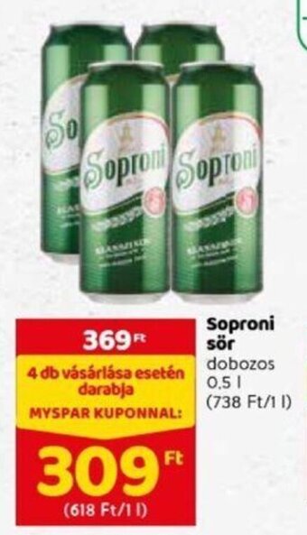 Spar Soproni sör 0,5 l ajánlat