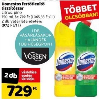 Spar Domestos fertőtlenítő tisztítószer 750 ml ajánlat