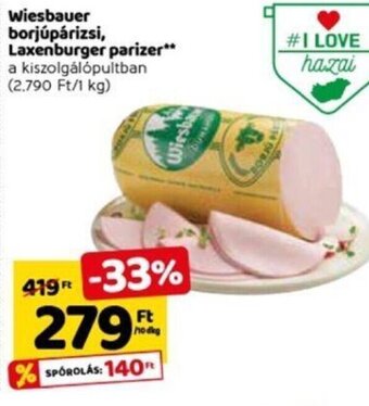 Spar Wiesbauer Borjúpárizsi, laxenburger parizer 10 dkg ajánlat