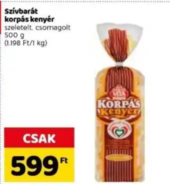 Spar Vita Szívbarát korpás kenyér 500 g ajánlat