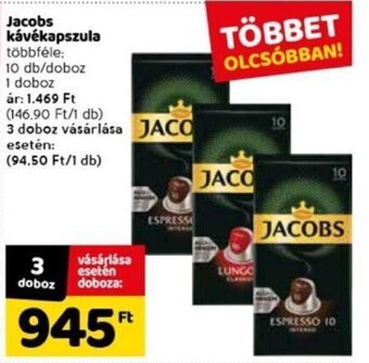 Spar Jacobs kávékapszula 10 db ajánlat