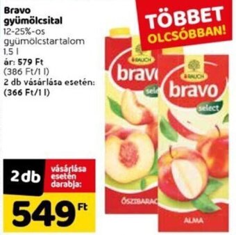 Spar Bravo gyümölcsital 1,5 l ajánlat