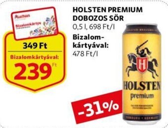 Auchan Holsten premium dobozos sör 0,5 l ajánlat