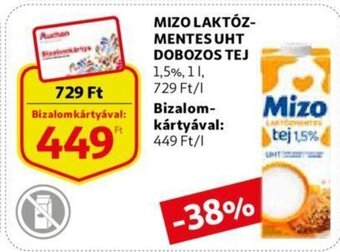 Auchan Mizo laktózmentes uht dobozos tej 1 l ajánlat