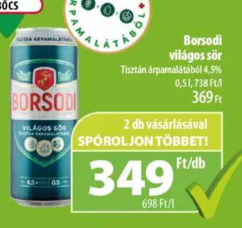 Coop Borsodi világos sör 0,5 l ajánlat