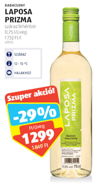 ALDI Badacsony laposa prizma 0,75 l ajánlat
