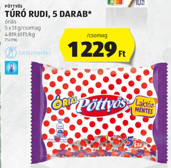 ALDI Pöttyös túró rudi 5 x 51 g ajánlat