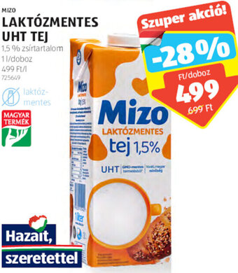 ALDI Mizo laktózmentes uht tej 1 l ajánlat