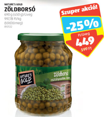 ALDI Nature's Gold zöldborsó 690 g ajánlat