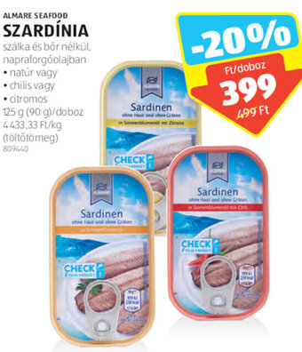 ALDI Almare Seafood Szardínia 125g ajánlat