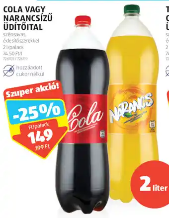 ALDI Cola vagy Narancsízű üdítőital 2 l ajánlat