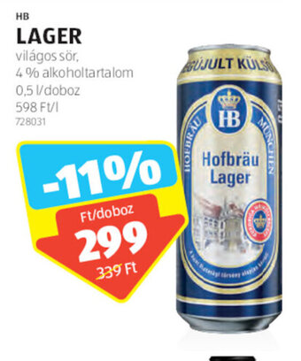 ALDI Hb lager 0,5 l ajánlat