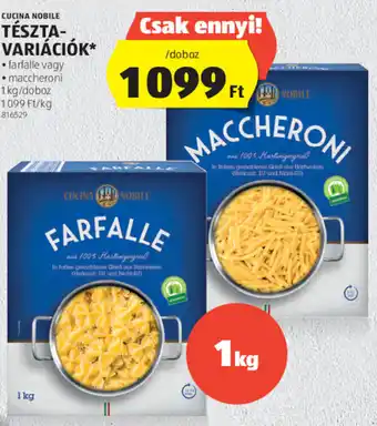ALDI Cucina Nobile tészta-variációk 1 kg ajánlat