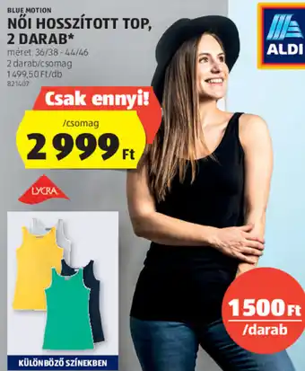 ALDI Blue Motion női hosszított top 2 db ajánlat