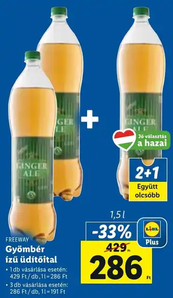 Lidl Freeway gyömbér ízű üdítőital 1,5 l ajánlat