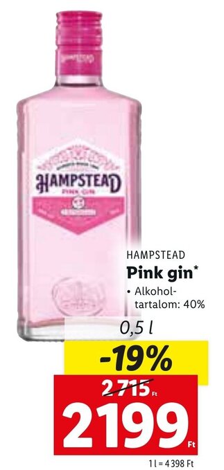 Lidl Hampstead pink gin 0,5 l ajánlat