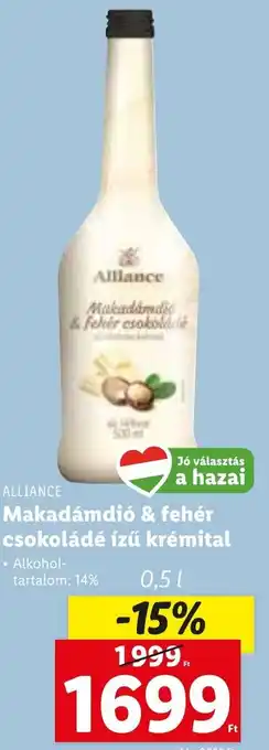 Alliance makadámdió & fehér csokooládé ízű krémital 0,5 l