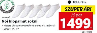 Lidl Esmara női biopamut zokni 5 pár ajánlat