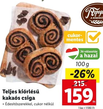 Lidl Teljes kiőrlésű kakaós csiga 100 g ajánlat